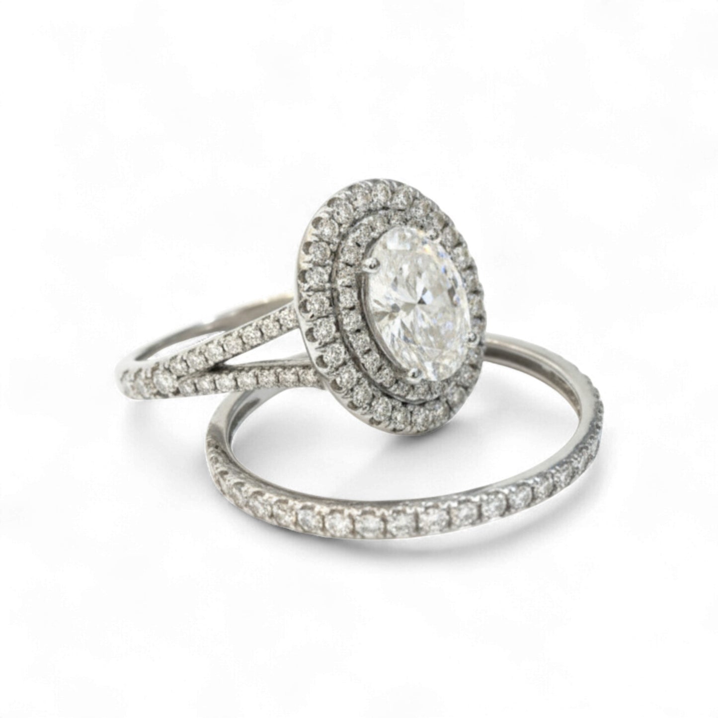 Kylie Oval Cut Moissanite and Diamonds Bride Set in 18KT Gold