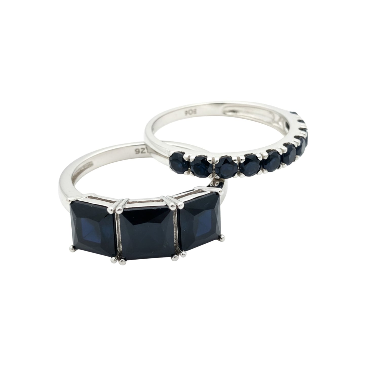 Nana Black CZ Bride Set Ring in 925 Sterling Silver