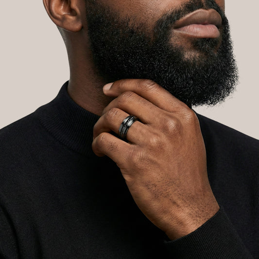 Emma Black Natural Diamond Band in Black Gold