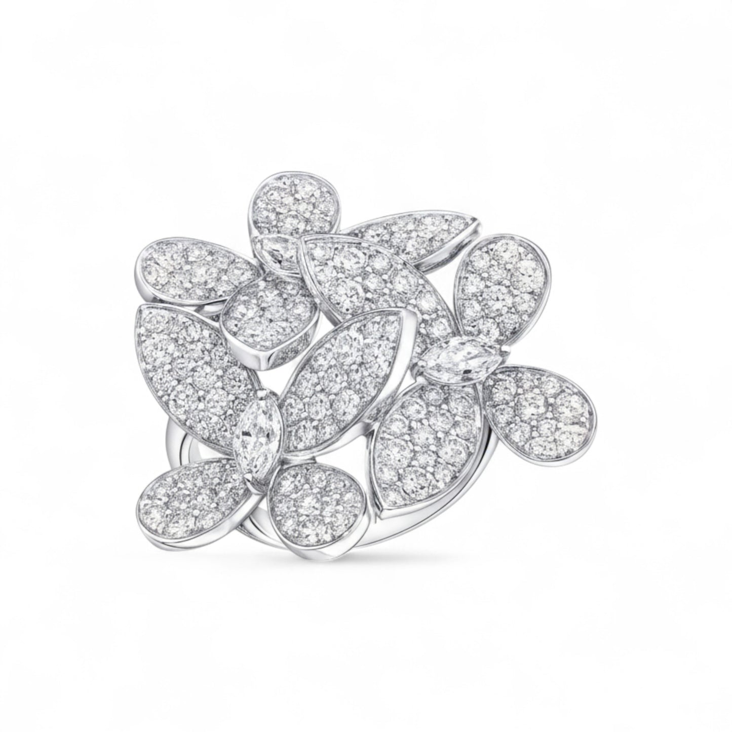 Flower Pave Diamond Cluster Earrings in 18KT Gold