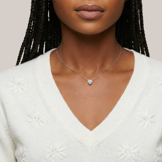Solitaire Heart Cut Moissanite Necklace in 925 Sterling Silver