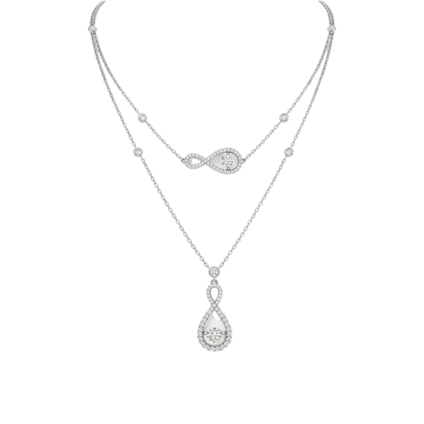 Layered Twinkle Infinie Diamond Necklace in 18KT Gold