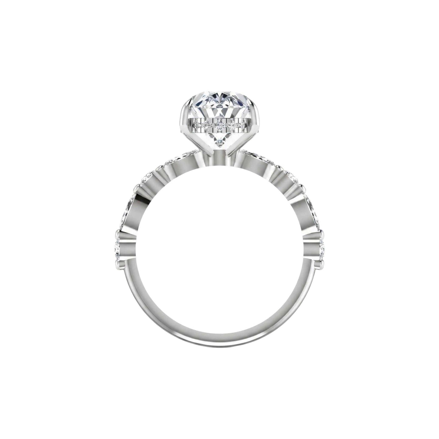 Eva 3ct Oval Cut Diamond Engagement Ring in 18KT Gold
