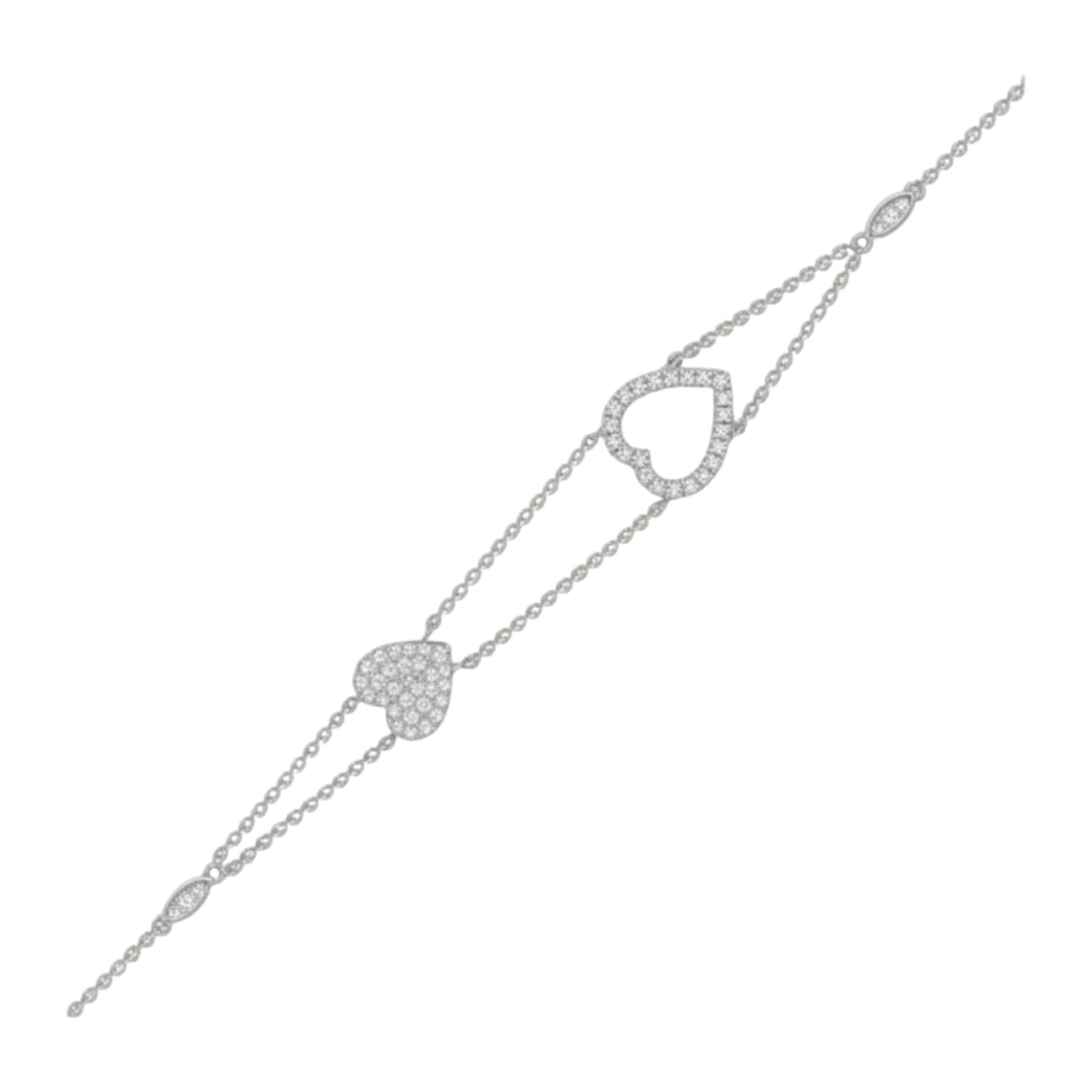 Velar Heart Shape Diamond Cluster Bracelet in 18KT Gold