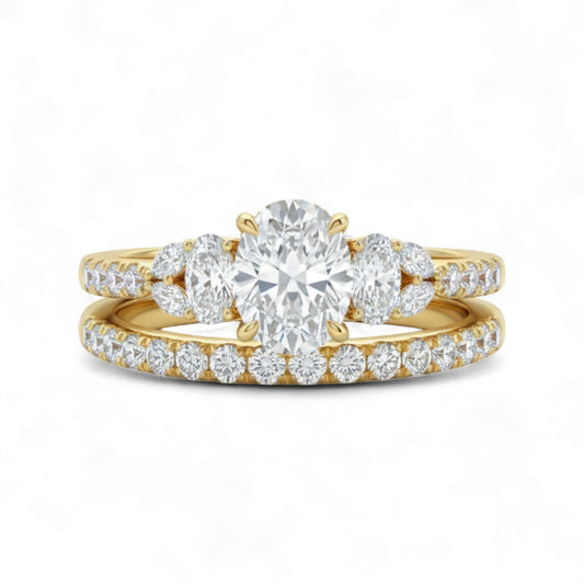 Mai Moissanite Bride Set in 18KT Gold