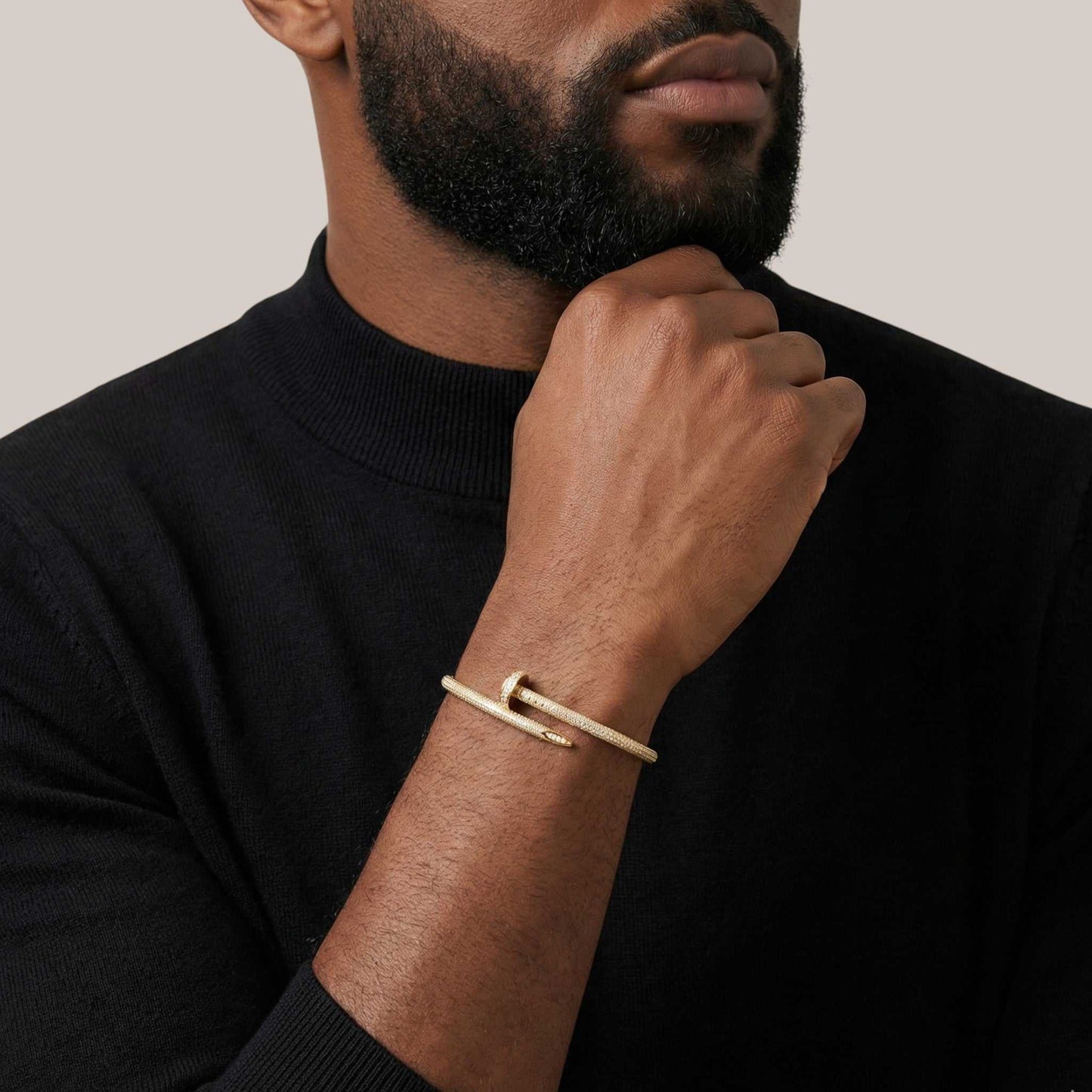 Pave Nail Cuff Natural Diamond Bracelet in 18KT Gold