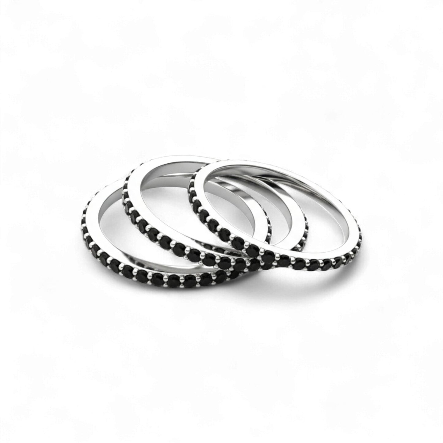 Black Moissanite Pave Band in 925 Sterling Silver