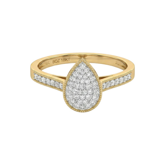 Pearl Pear Cut Diamond Engagement Ring in 10KT Gold