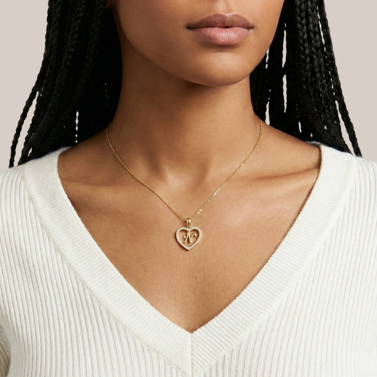 Initial In Love Shape Natural Diamond Pendant in 18KT Gold