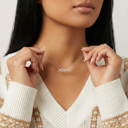XOXO Mini Natural Diamond Necklace in 18KT Gold