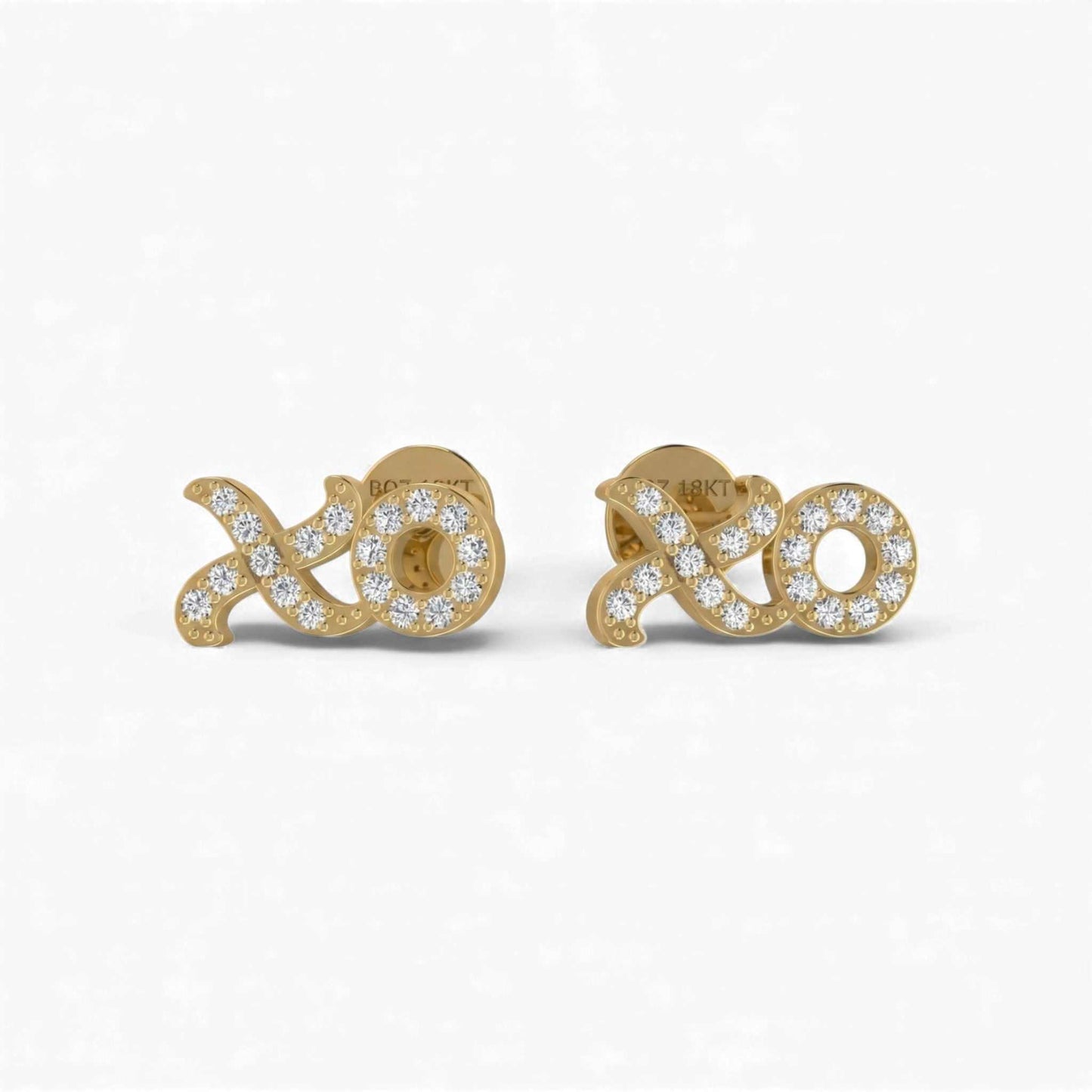 XOXO Mini Studs natural diamond earrings in 18KT gold