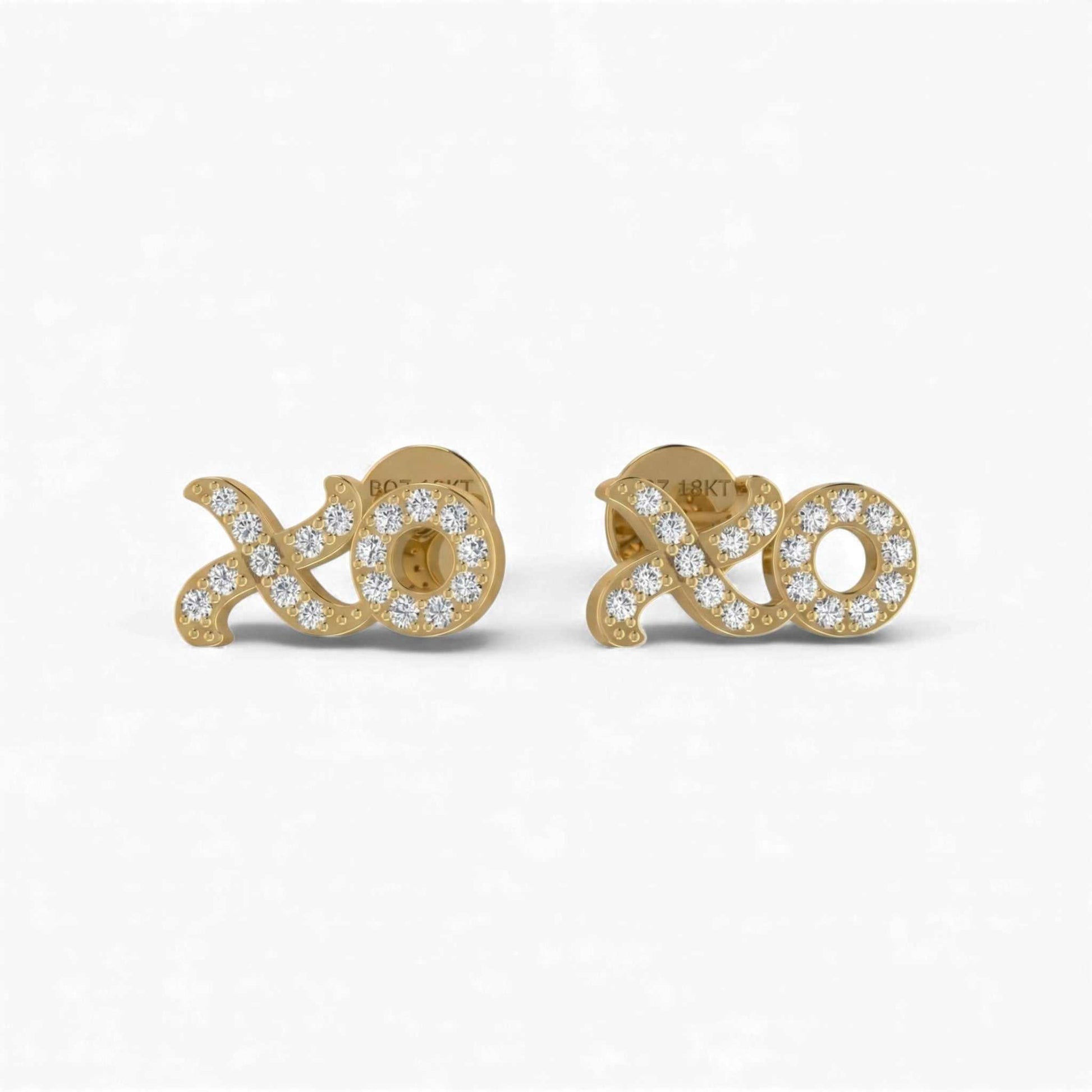 XOXO Mini Studs natural diamond earrings in 18KT gold