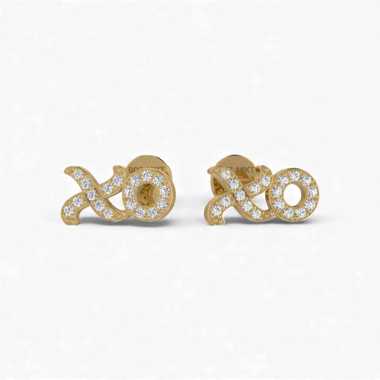 XOXO Mini Studs natural diamond earrings in 18KT gold