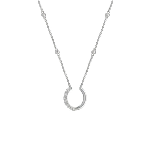 Nadine Natural Diamond Necklace in 18KT gold, delicate crescent design with natural diamonds