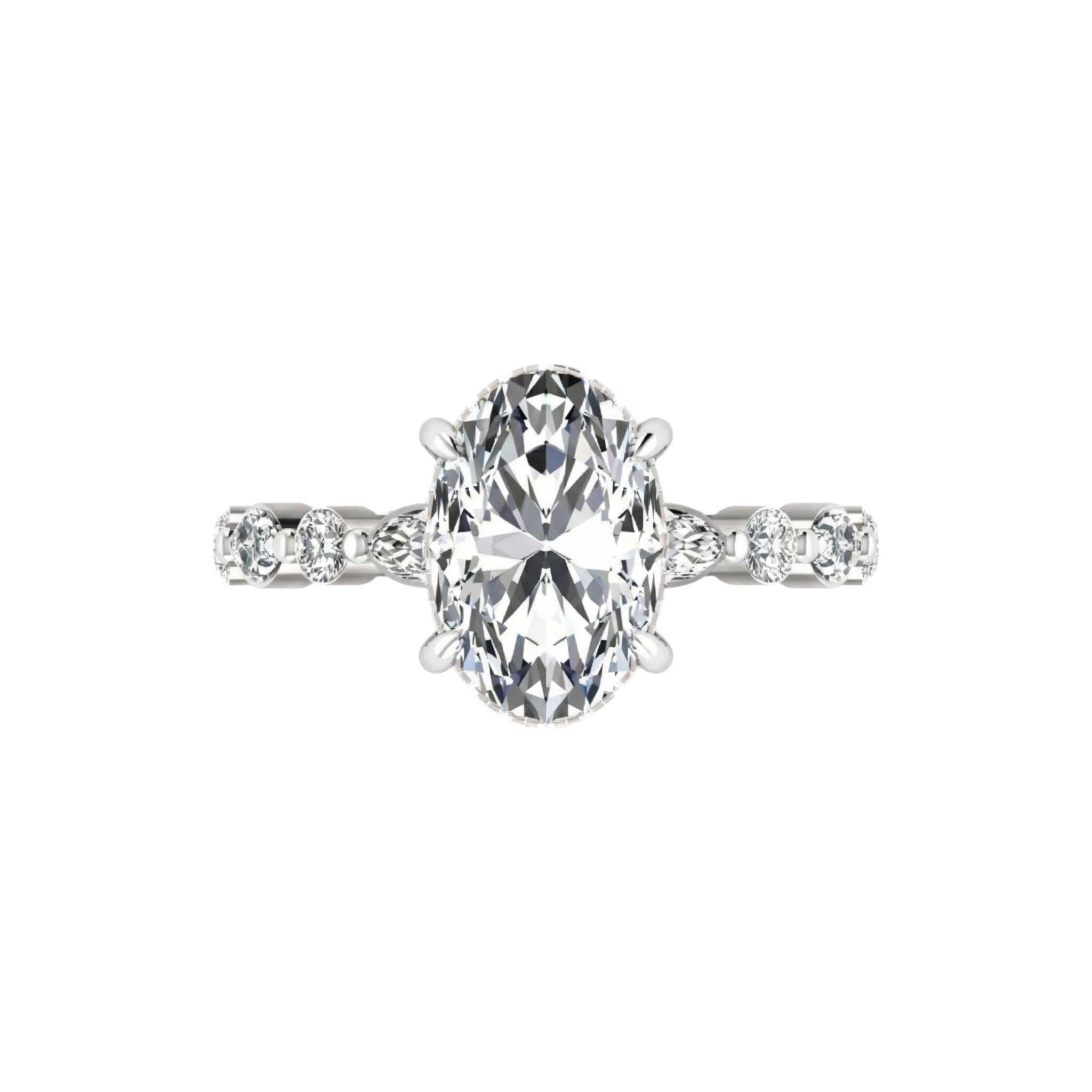 Eva 3ct Oval Cut Lab Grown Diamond Engagement Ring in 18KT Gold – BOZ ...