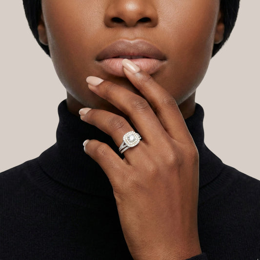 Audre Cushion Cut Moissanite Bridal Set in 925 Sterling Silver