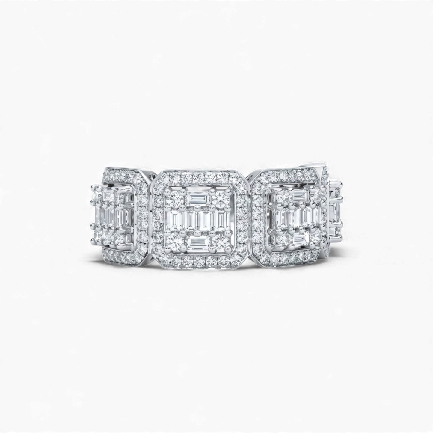 Cushion and Baguette Cut Lab Grown Diamond Ring in 18KT Gold