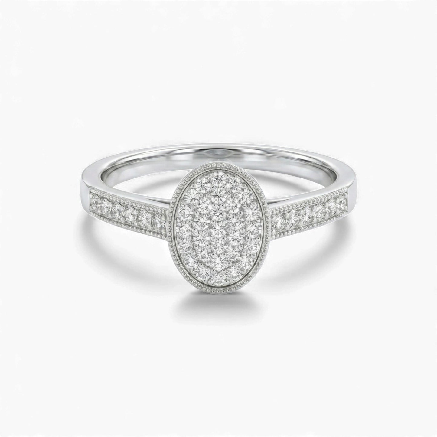 Pearl Oval Cut Diamond Engagement Ring in 10KT Gold