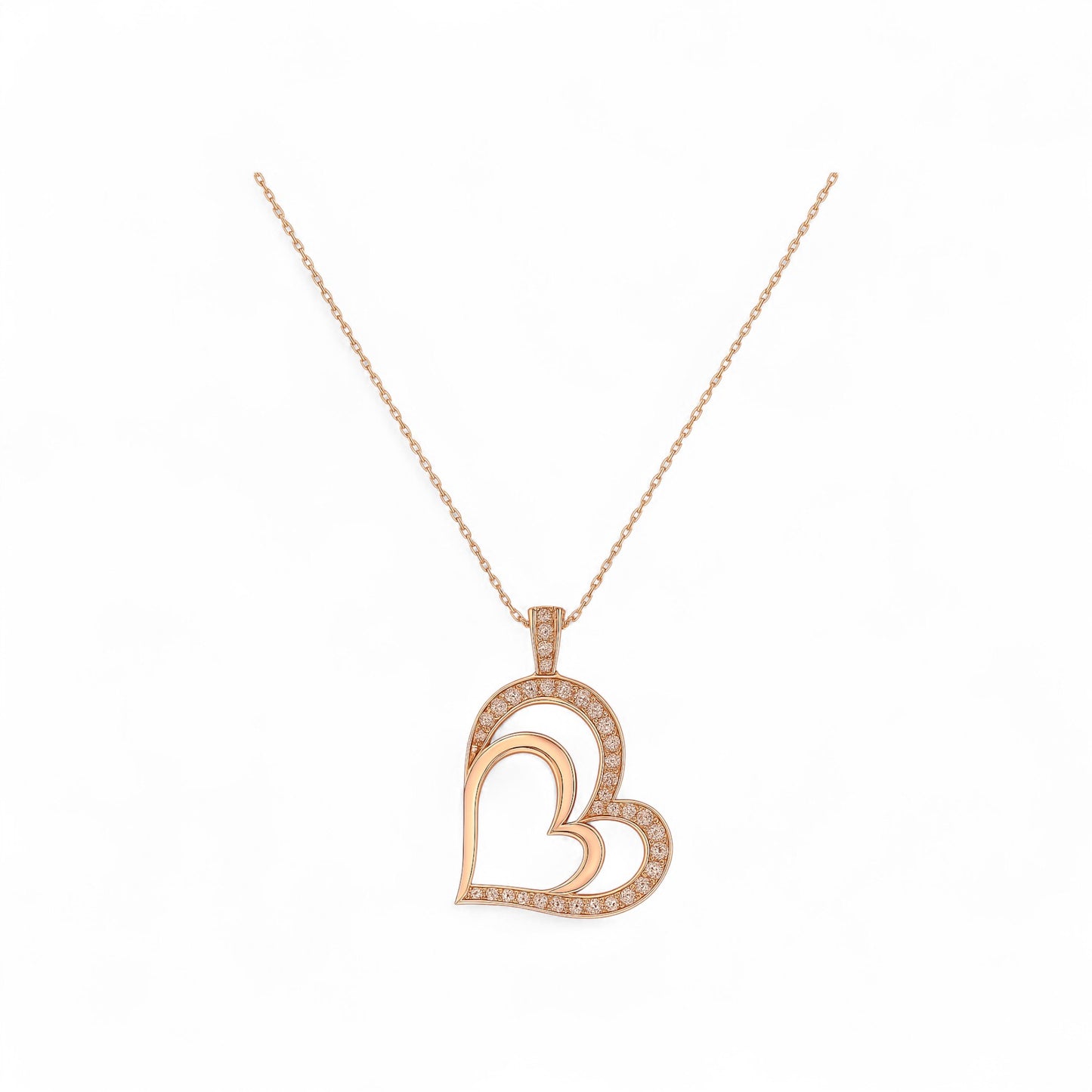 Graceful Heart Diamond Necklace in 18K Gold