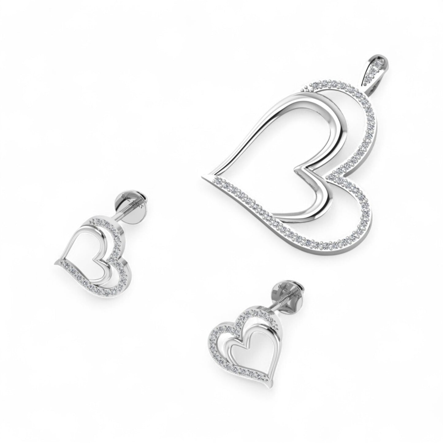 Graceful Heart Studs in 18K Gold