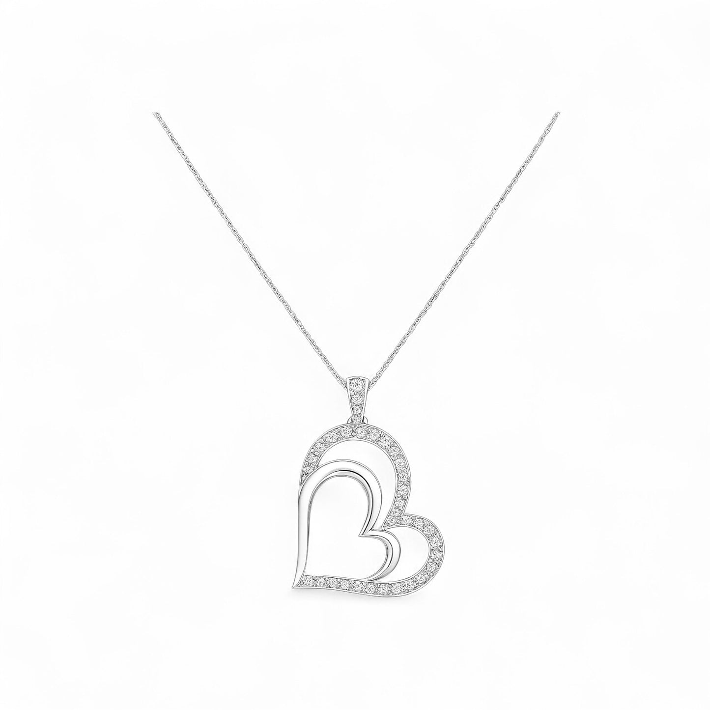 Graceful Heart Diamond Necklace in 18K Gold