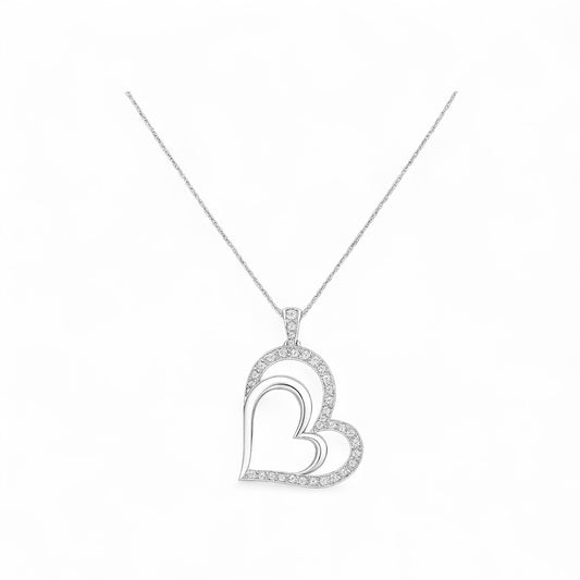Graceful Heart Diamond Necklace in 18K Gold