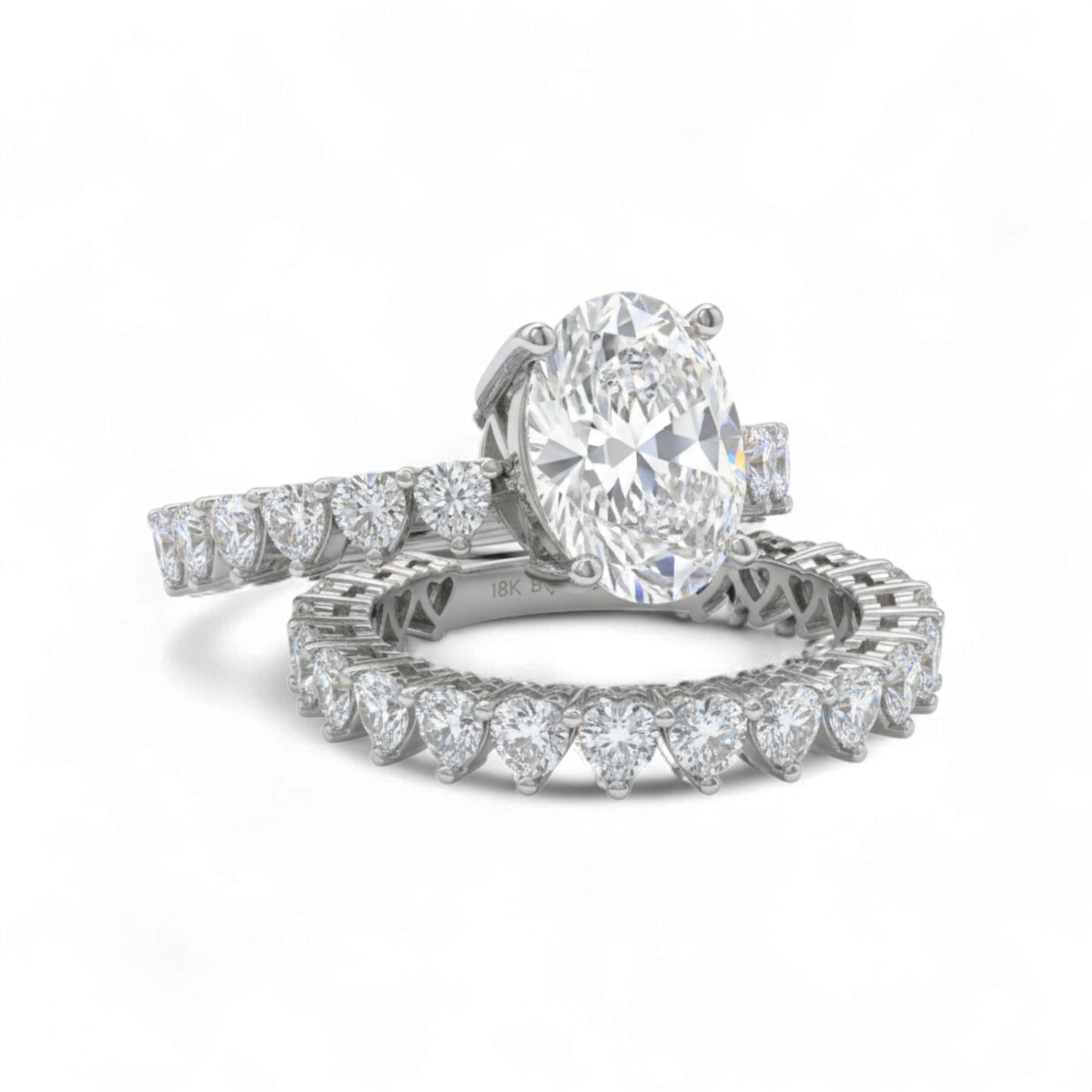 Diamond ring set on a white background