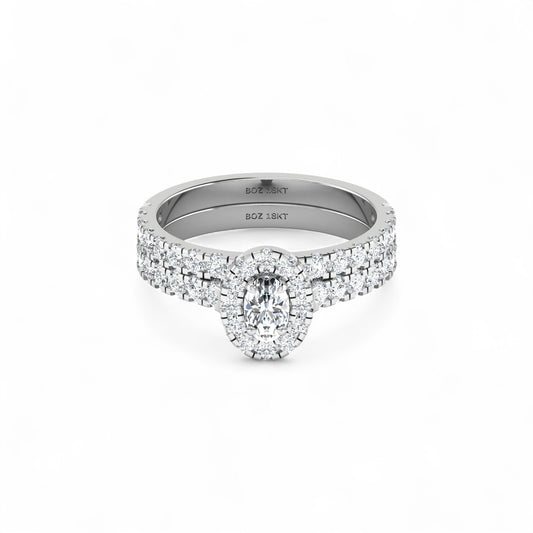 Diamond ring with 'BOZ' branding on a white background