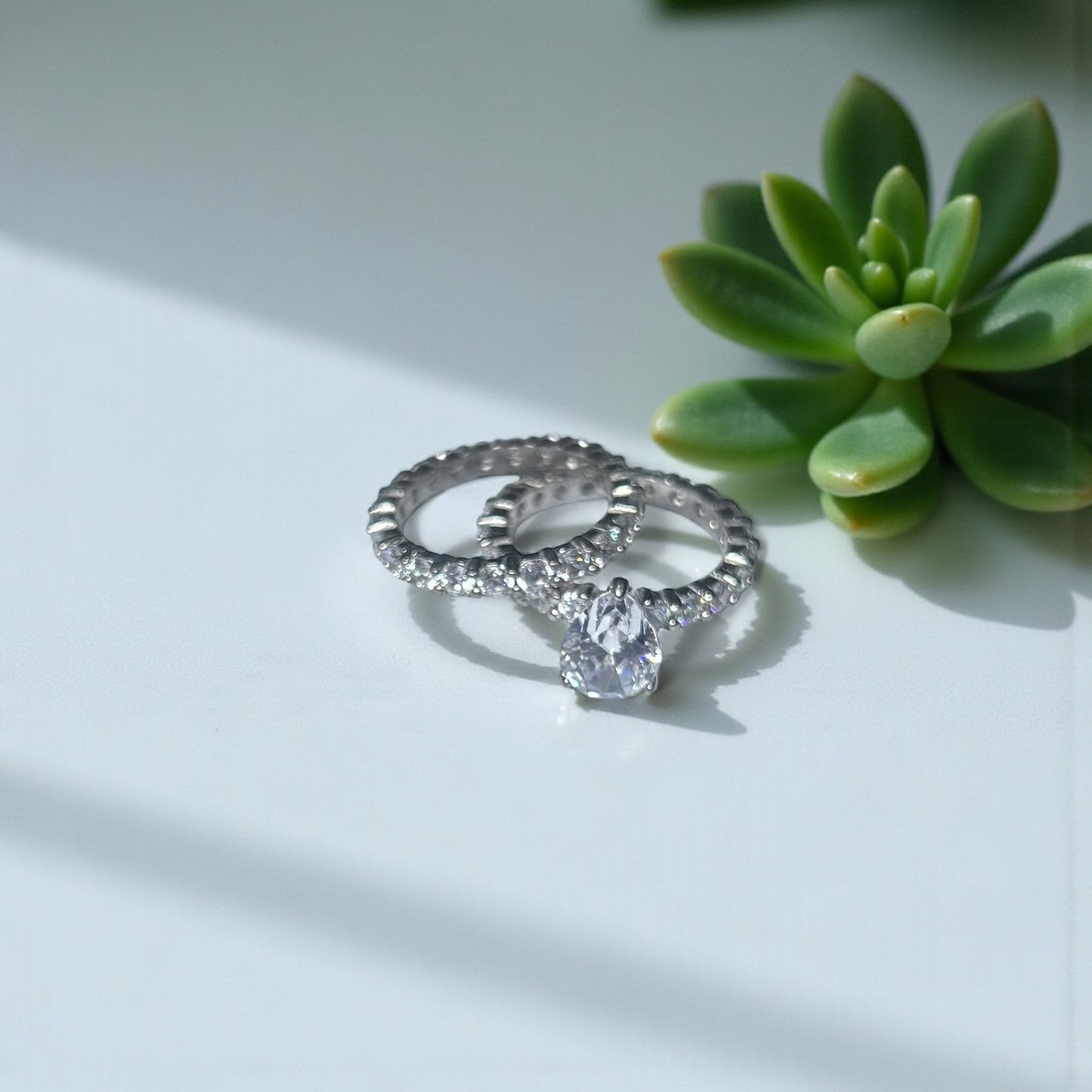 Vega Pear CZ Bride set in 925 Sterling Silver