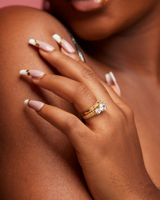 Abby Moissanite Bride Set in  in 18K Gold
