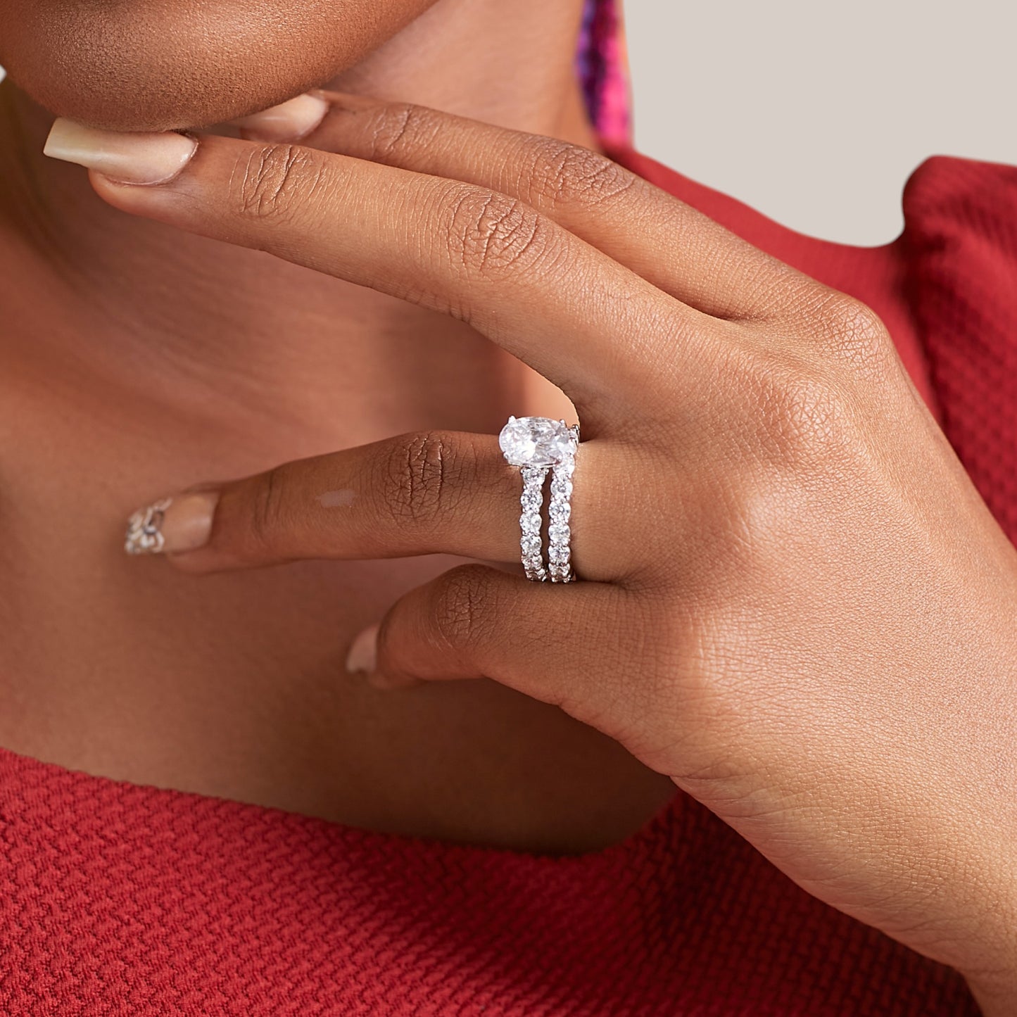 Vega Oval CZ Bride set in 925 Sterling Silver