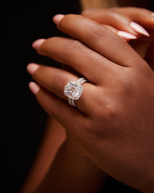 Quinn Radiant Cut CZ Bride set in 925 Sterling Silver