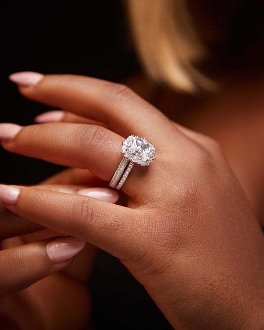 Quinn Radiant Cut CZ Bride set in 925 Sterling Silver