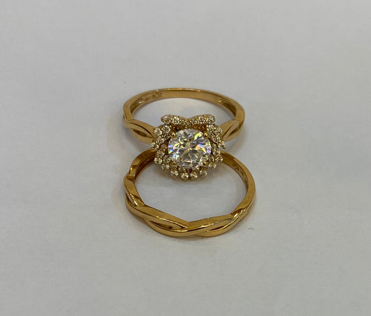 BOZ Forever Moissanite Bride Set in 18K Gold