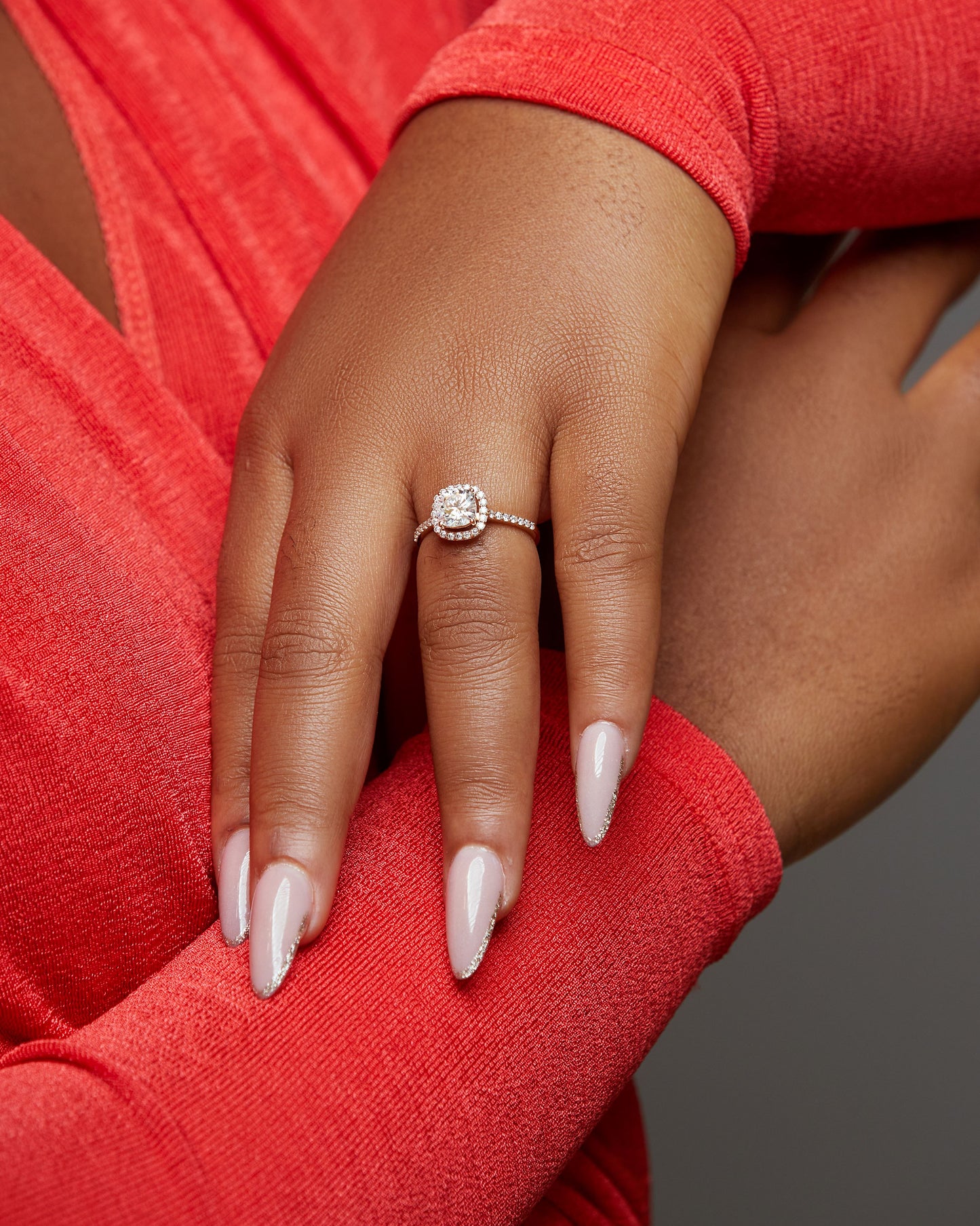 Classic Halo Cushion Cut CZ Engagement Ring in 925 Sterling Silver