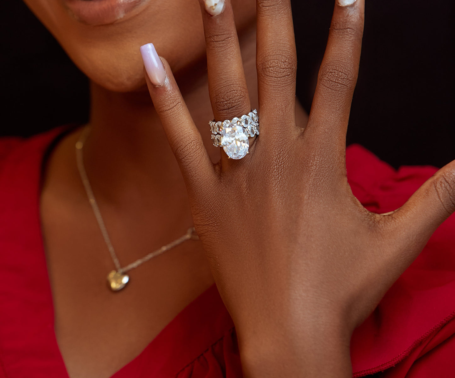 J Set Oval Cut CZ Bride Set in 925 Sterling Silver