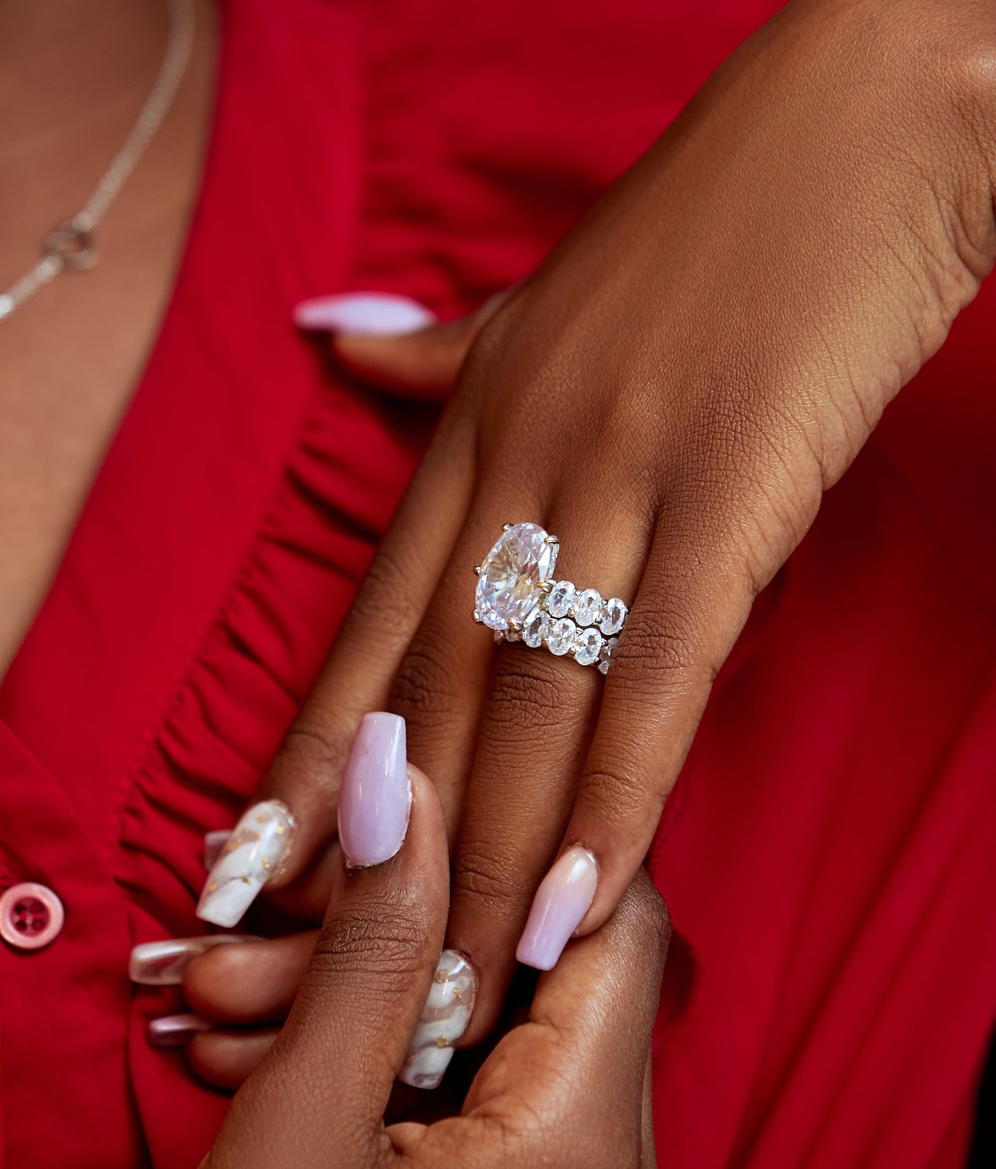 J Set Oval Cut CZ Bride Set in 925 Sterling Silver