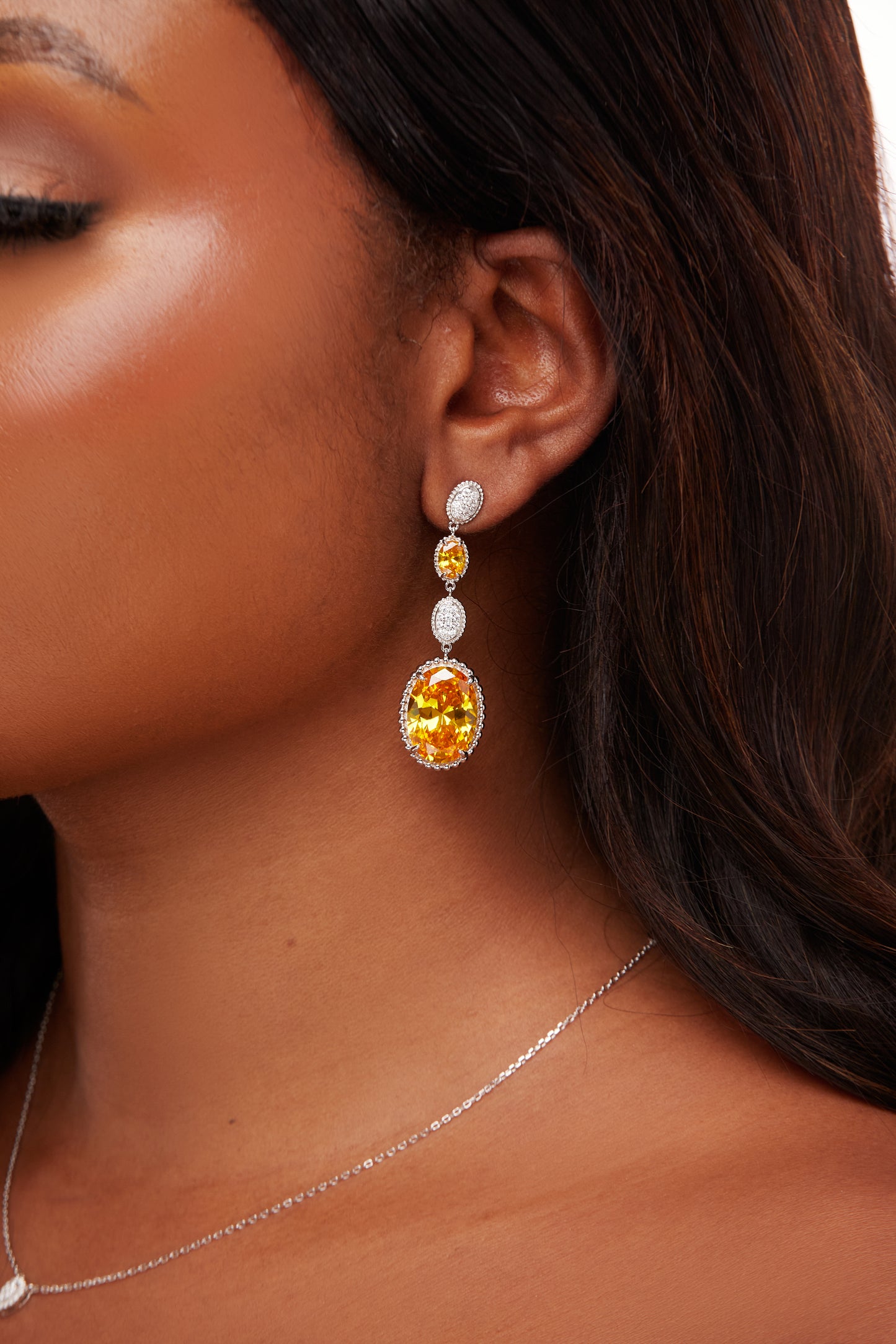Meena Moissanite Colored Gemstones Drop Earrings in 925 Sterling Silver