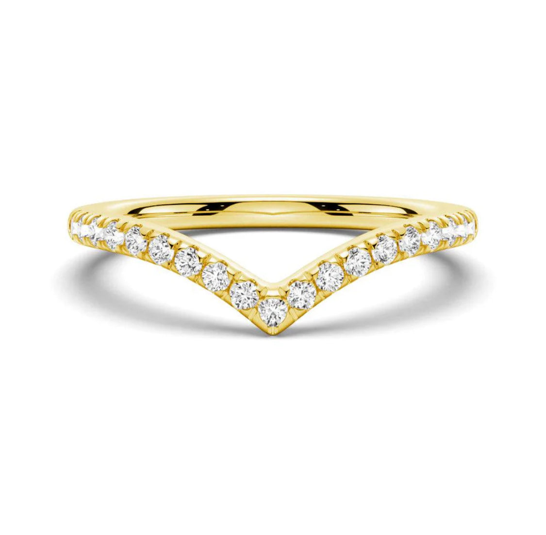 Wishbone Curve CZ Band in 10K Gold