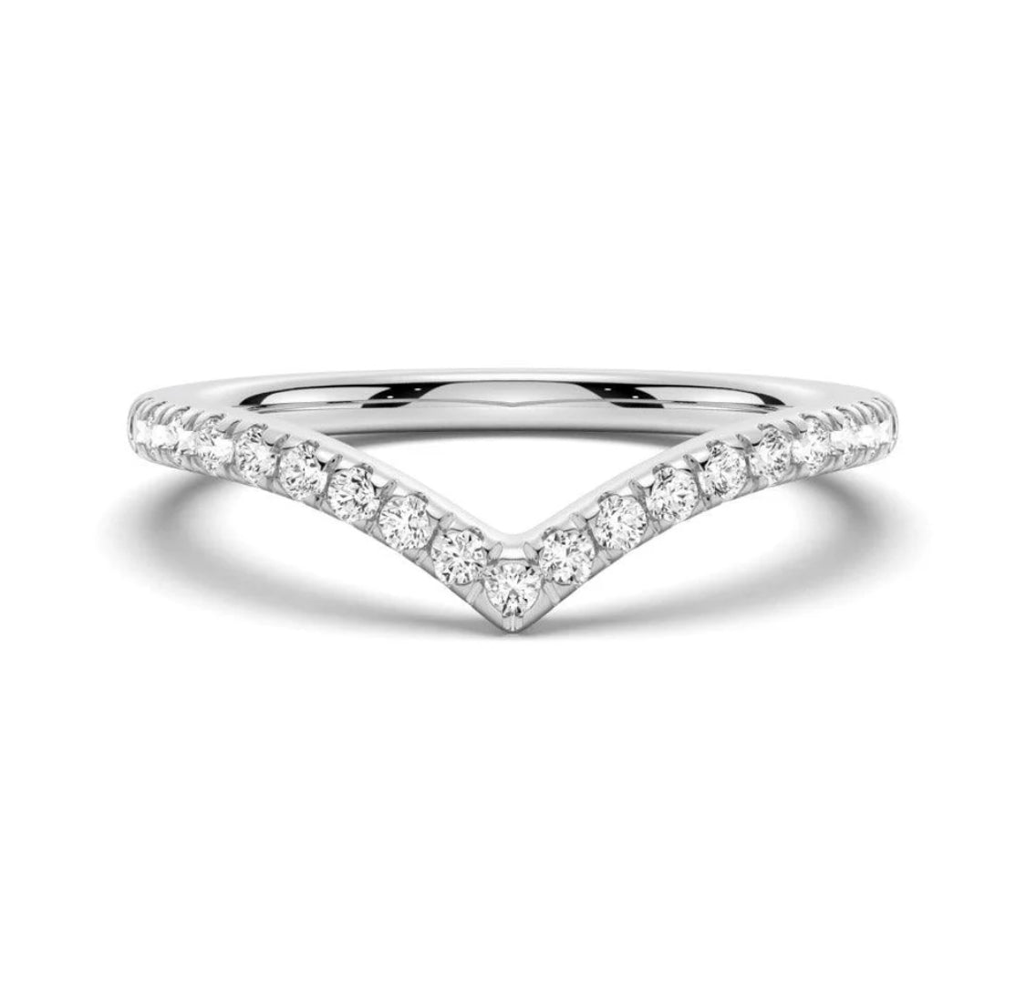 Wishbone Curve CZ Band in 10K Gold