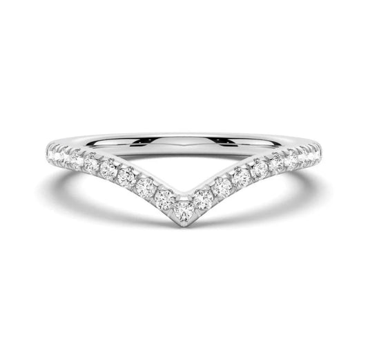 Wishbone Curve CZ Band in 10K Gold
