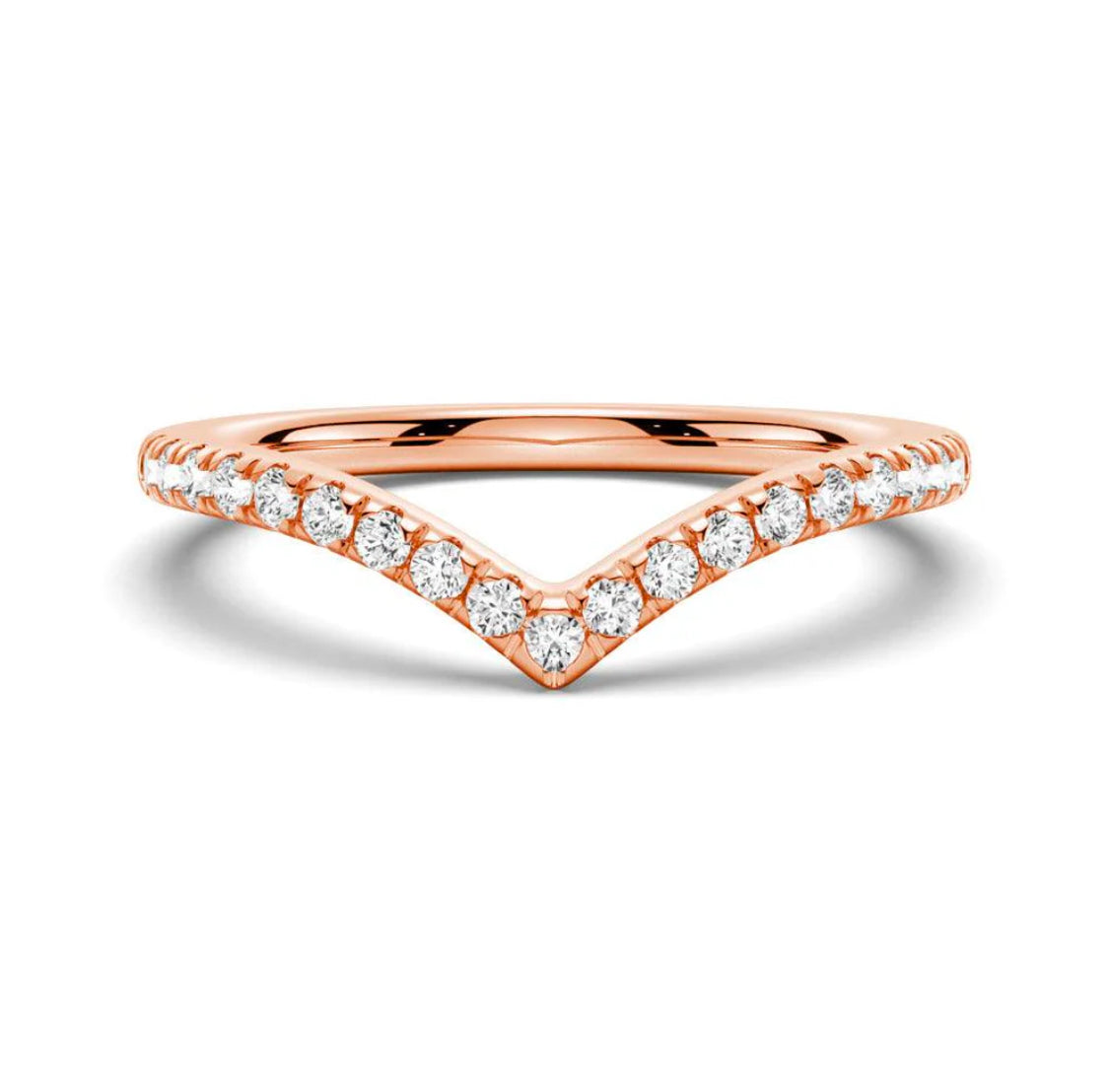 Wishbone Curve CZ Band in 10K Gold