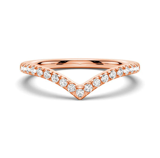 Wishbone Curve CZ Band in 10K Gold