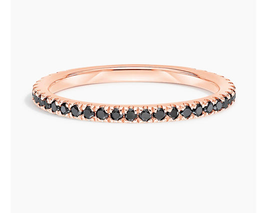 2MM Pave Black Diamond Band in 10K Gold