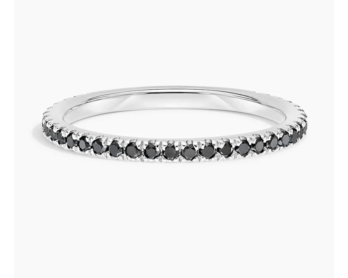 2MM Pave Black Diamond Band in 10K Gold