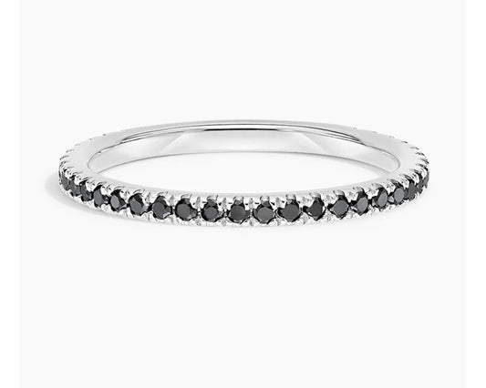 2MM Pave Black Diamond Band in 10K Gold