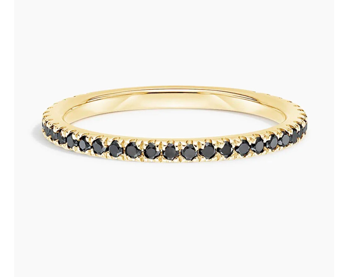 2MM Pave Black Diamond Band in 10K Gold