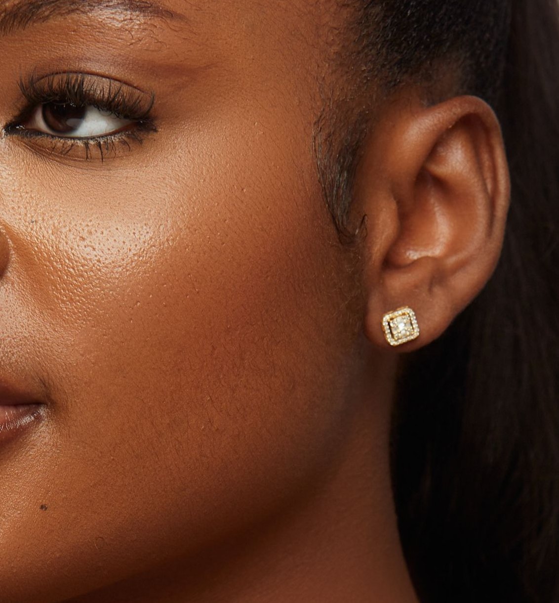 Ice Cube Baguette Diamond Studs in 18K Gold