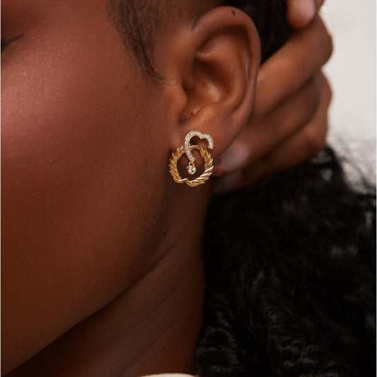 Infinity Heart Natural Diamond Earrings in 18KT Gold