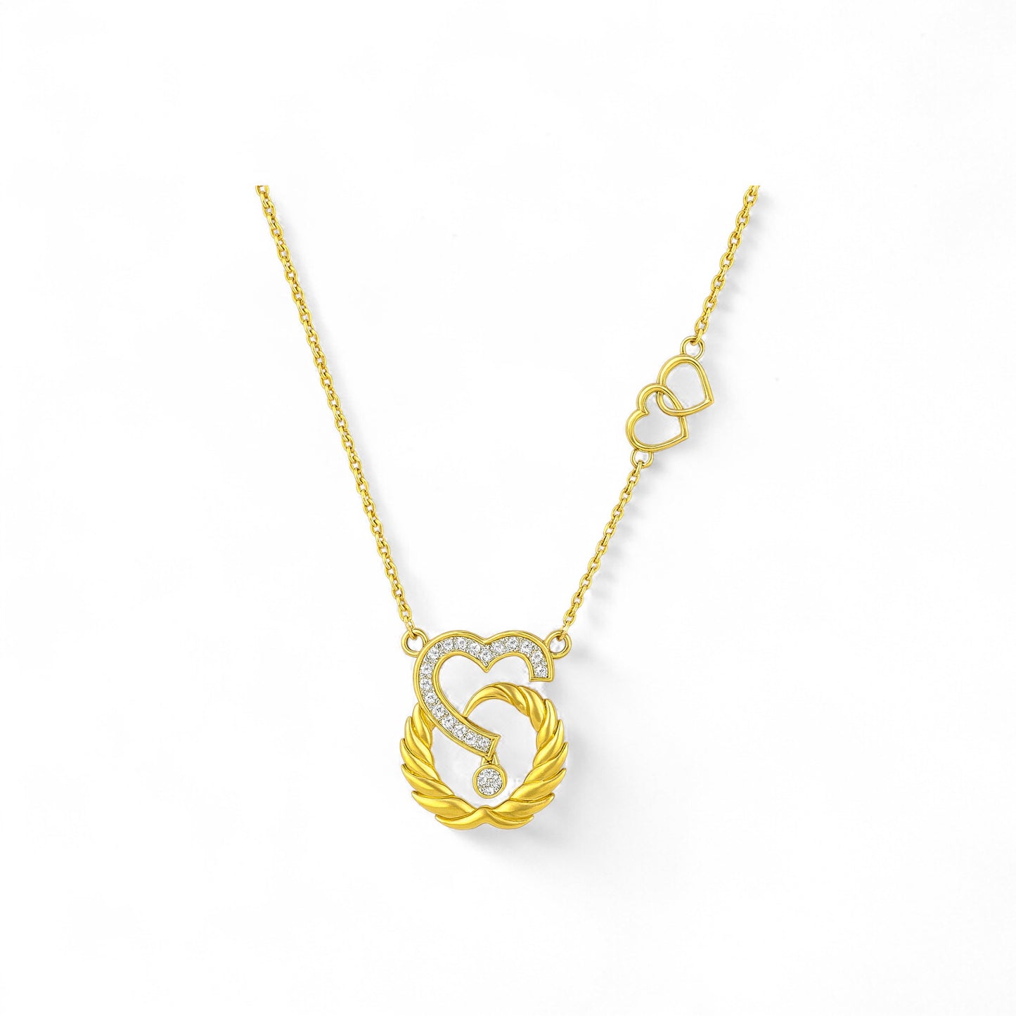 Infinity Heart Natural Diamond Necklace in 18K Gold